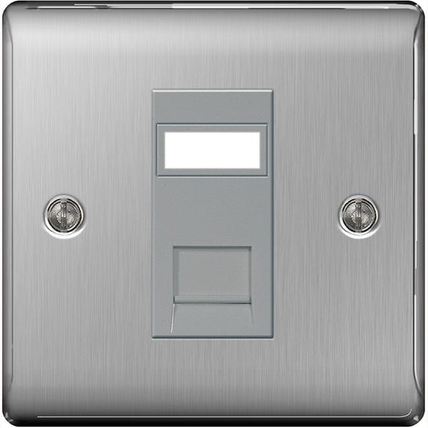 BG Nexus Metal Brushed Steel 1 Gang Ethernet Socket - NBSRJ451, Image 1 of 1