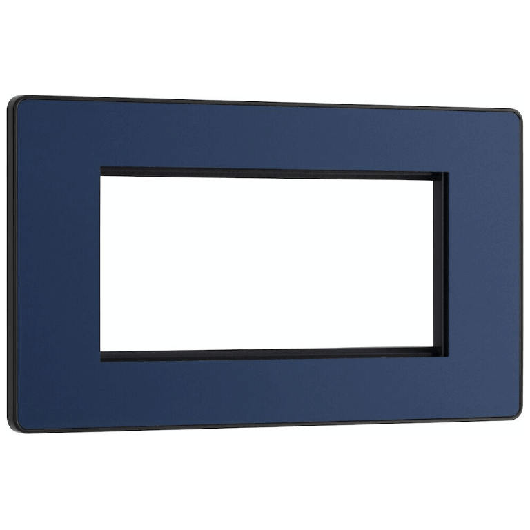 BG Evolve Matt Blue Grid 4 Gang Euro Module Front Plate - PCDDBEMR4B, Image 1 of 3