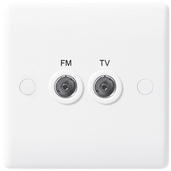 BG Nexus White 2 Gang TV Aerial / FM Socket - 866, Image 1 of 1