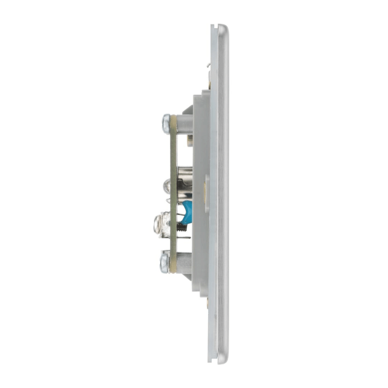 BG Nexus Flatplate Screwless Brushed Steel 1 Gang Single Isolated Co-Axial Socket - FBS62, Image 2 of 3