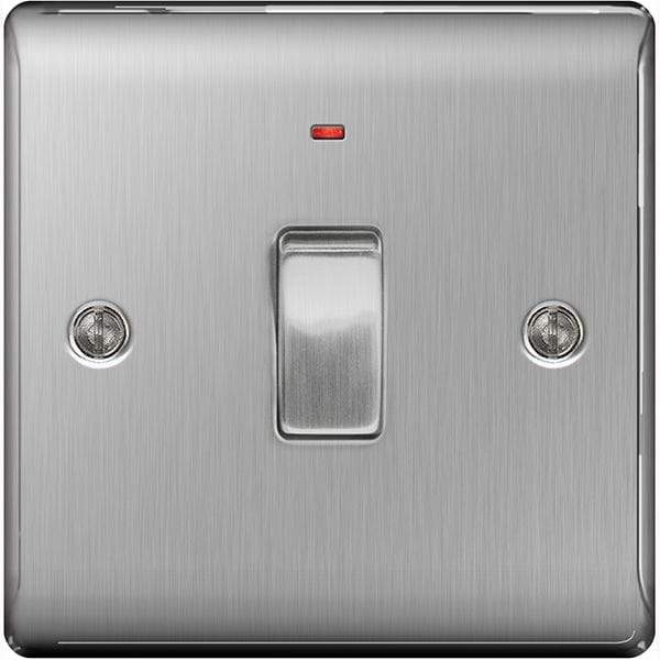 BG Nexus Metal Brushed Steel Double Rocker Switch 20A - NBS31, Image 1 of 1