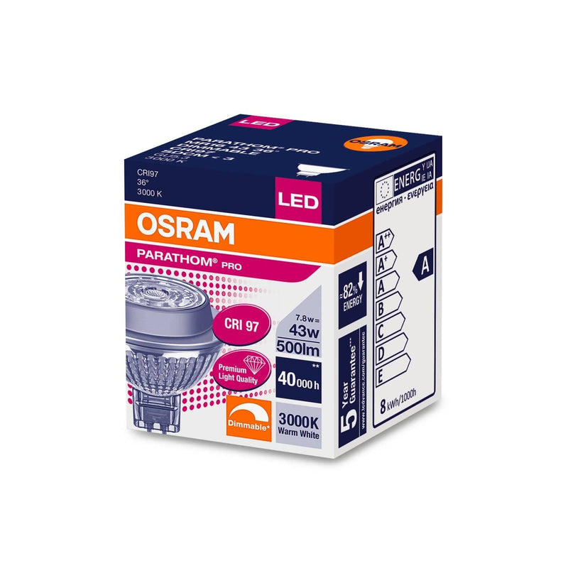 Osram 7.8W Parathom Clear LED Spotlight MR16 Dimmable Warm White - (449503-609358), Image 3 of 3